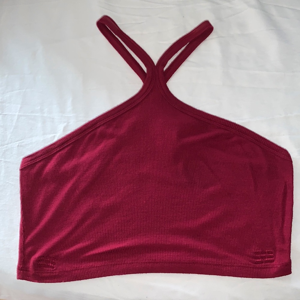 Wet Seal Crop Top L Maroon Trendy Sexy Strappy